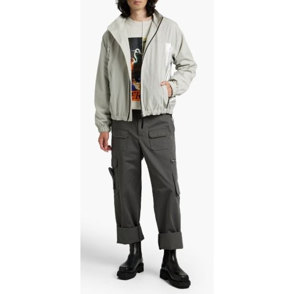 Helmut Lang Gray & Silver Metallic-Paneled Shell Jacket, Size XL NWT $560 - Picture 1 of 9